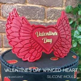 SİLİCONE MOULD  - VALANTINES DAY WINGED HEART CHRISTMAS  (19.5 X 15 CM)