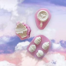 SILICONE MOULD -SHAPED MINI ICE CREAM CONE II WITH HEART - SUMMER (7X5,5CM)