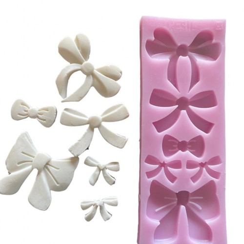 SILICONE MOULD - 6 BOW OR RIBBON SET(15X5,5CM)