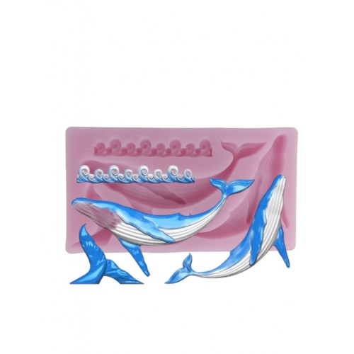 SILICONE MOULD - WHALES AND WAVES - OCEAN (12X6,5CM)