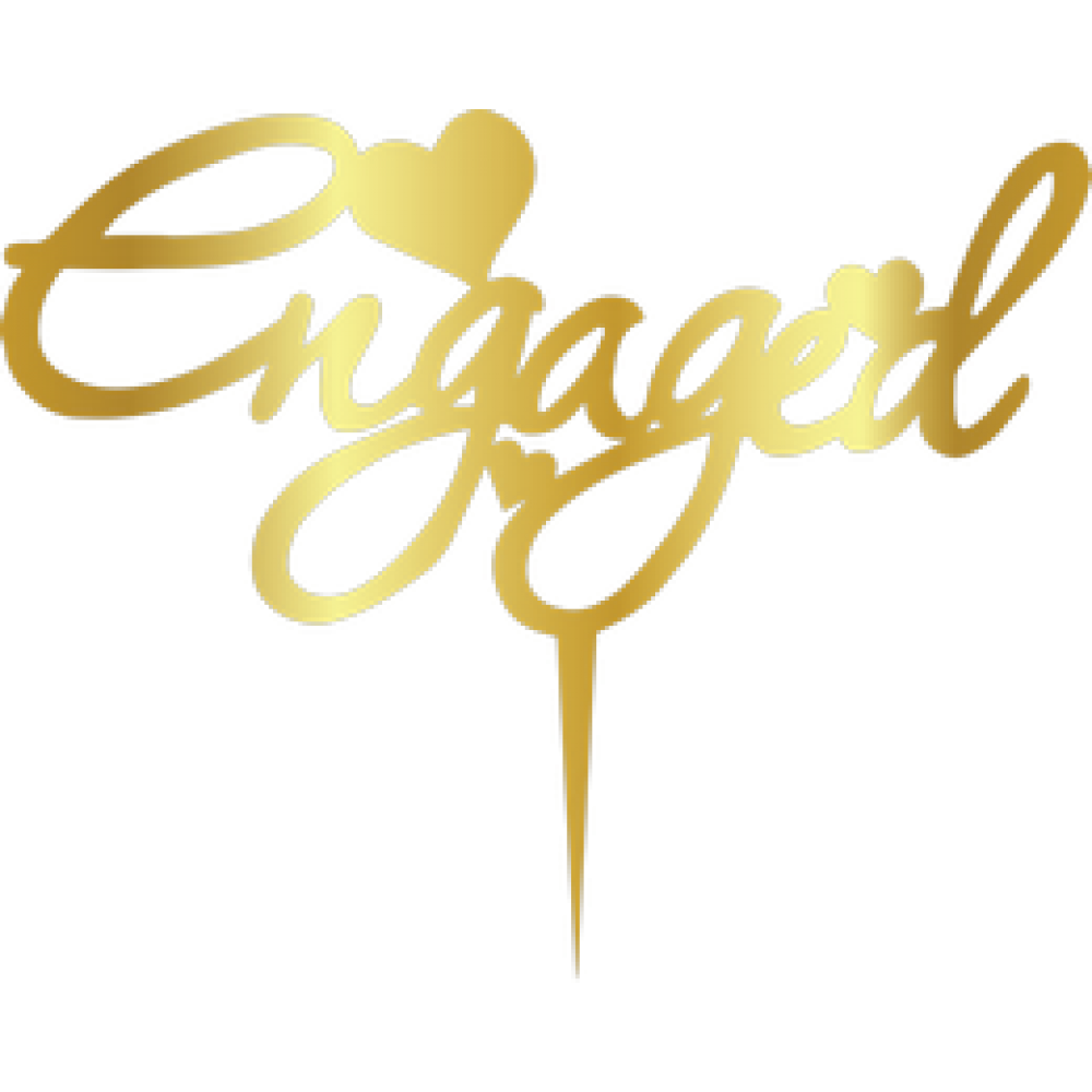 TOPPER - ENGAGED , GOLD, H: 14 CM