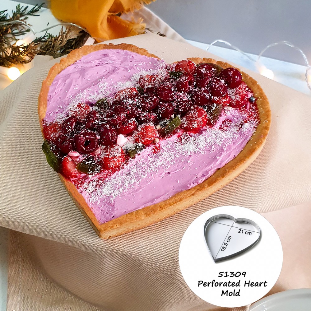 PERFORATED HEART STAİNLESS STEEL MOULD 21 X 20 CM