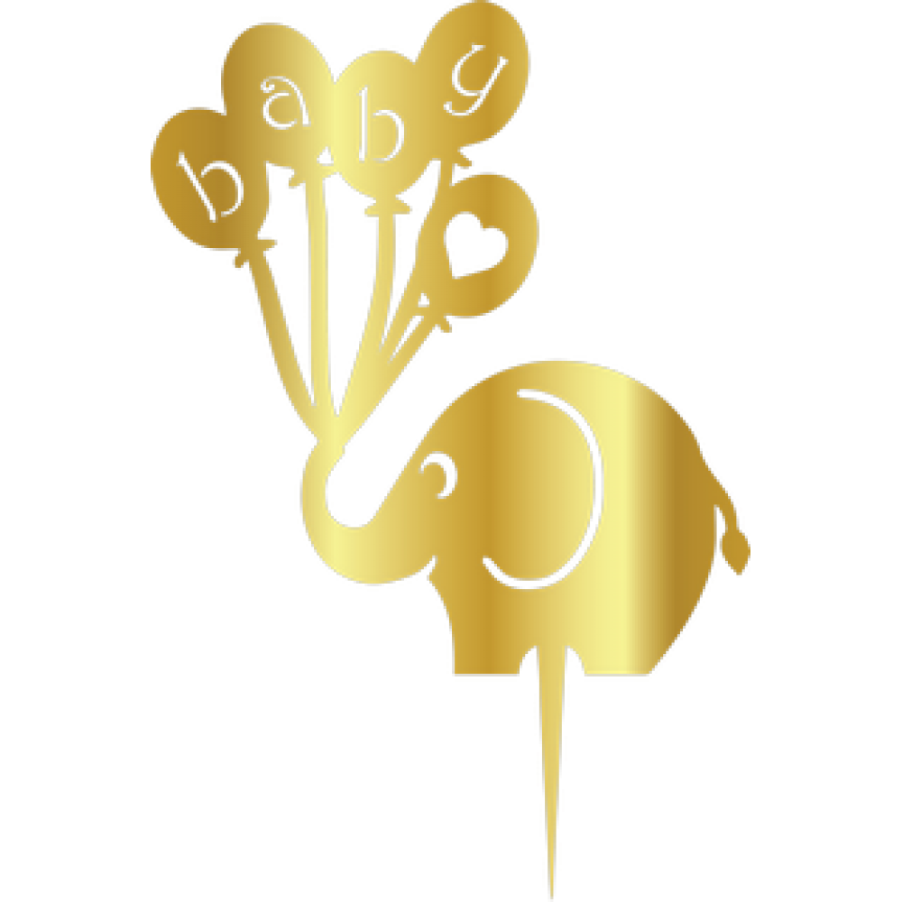 TOPPER - BABY ELEPHANT, GOLD, H: 18,5 CM