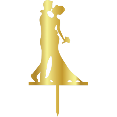 TOPPER - BRİDE & GROOM SİLÜET   FLOWER, GOLD, H: 10 CM 
