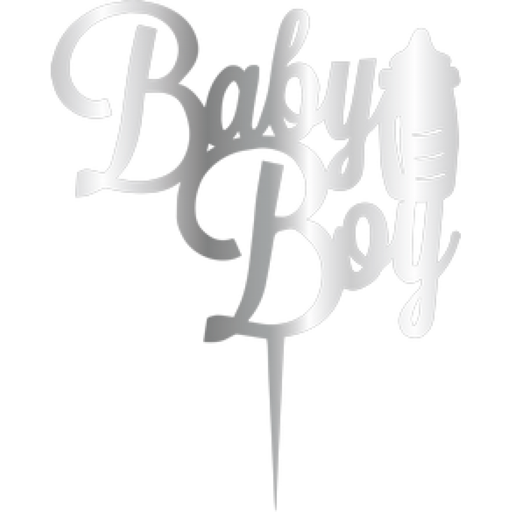 TOPPER - BABY BOY WİTH BOTTLE, SİLVER, H: 16,5 CM