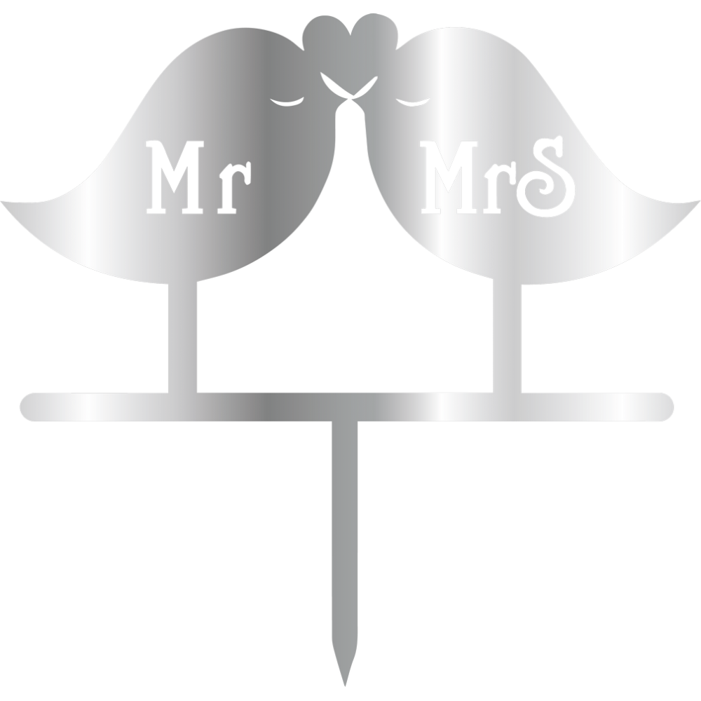 TOPPER - BİRDY MR & MRS, SİLVER, H: 16,5 CM X 15,5 M
