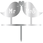 TOPPER - BİRDY MR & MRS, SİLVER, H: 16,5 CM X 15,5 M