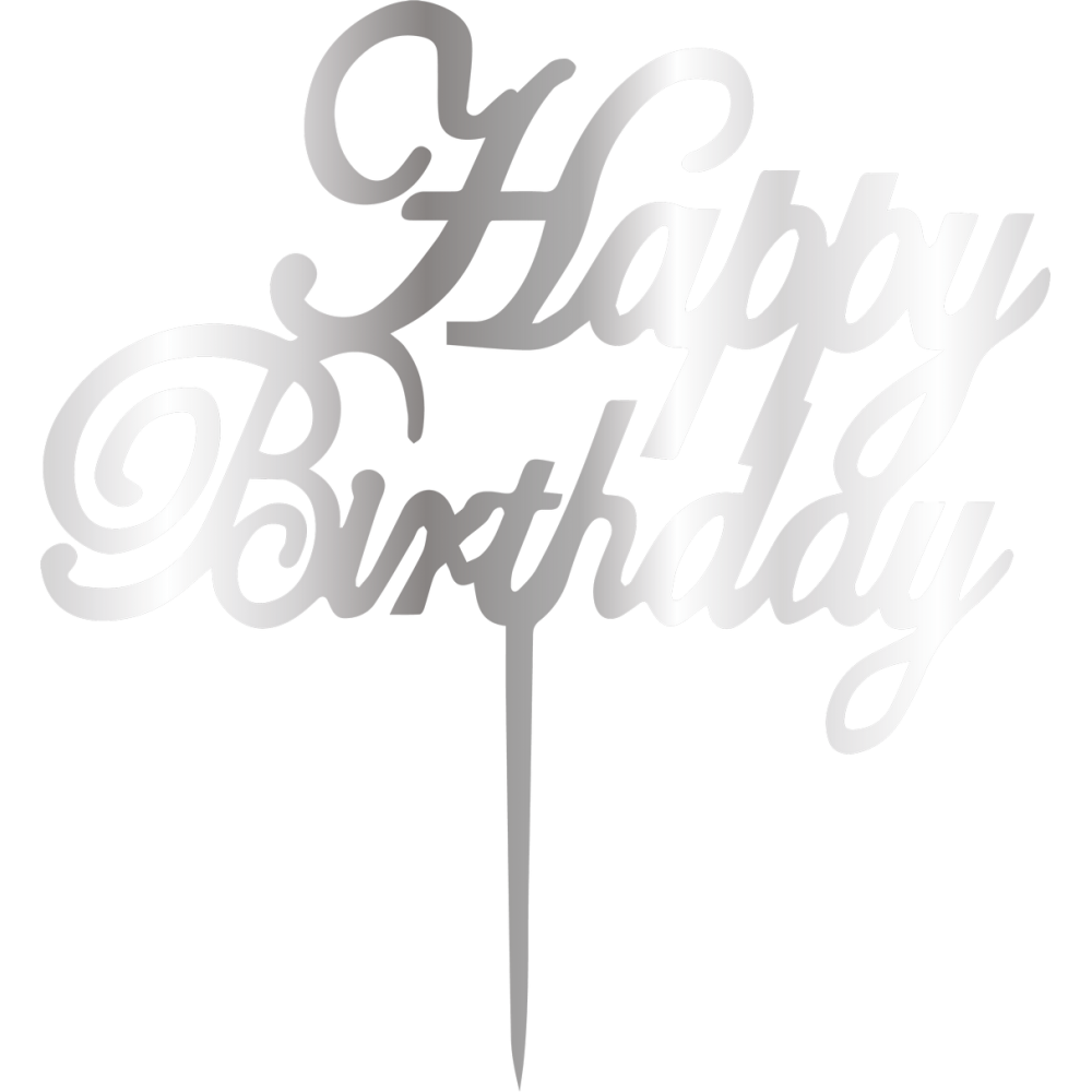 TOPPER - HAPPY BİRTHDAY, ELEGANT, SİLVER, H: 16,5 CM 
