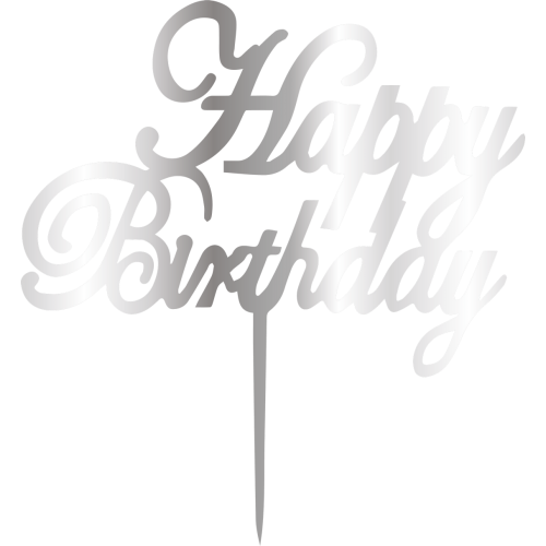 TOPPER - HAPPY BİRTHDAY, ELEGANT, SİLVER, H: 16,5 CM 