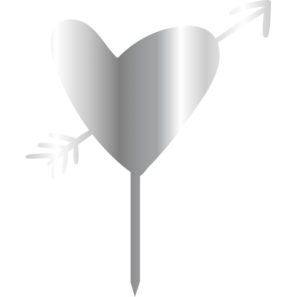 TOPPER - HEART WİTH ARROW, SİLVER, H: 16 CM 
