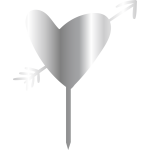 TOPPER - HEART WİTH ARROW, SİLVER, H: 16 CM 