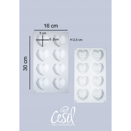 CESİL PCS - 8 CAVİTY ELMAS KALP SLİKON KALIP