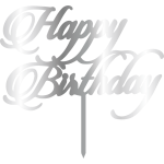 TOPPER -HAPPY BIRTHDAY , SİLVER, H: 16,5 CM