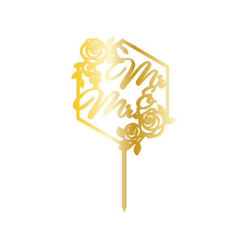 & SİGN, GOLDEN MİRROR, CAKE- TOPPER - 12,5 CM