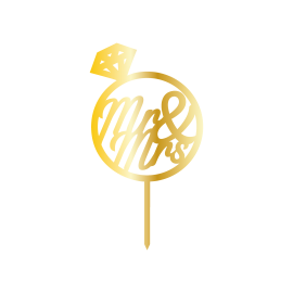 & SİGN, GOLDEN MİRROR, CAKE- TOPPER - 12,5 CM