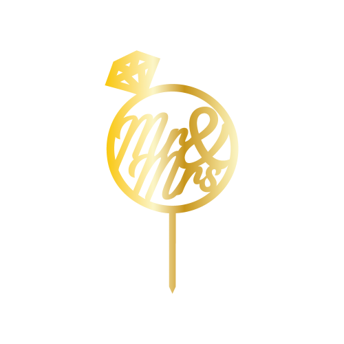 & SİGN, GOLDEN MİRROR, CAKE- TOPPER - 12,5 CM