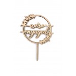WE ARE ENGAGED' CAKE TOPPER WOOD - 12,5 CM, 2,8 MM THİCK 