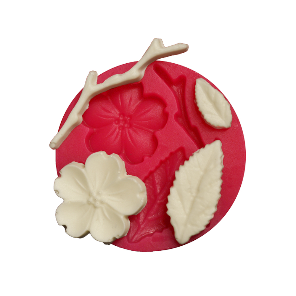 SİLİCONE MOULD - LEAF & CHERRY FLOWER  (5,5*5,5CM)