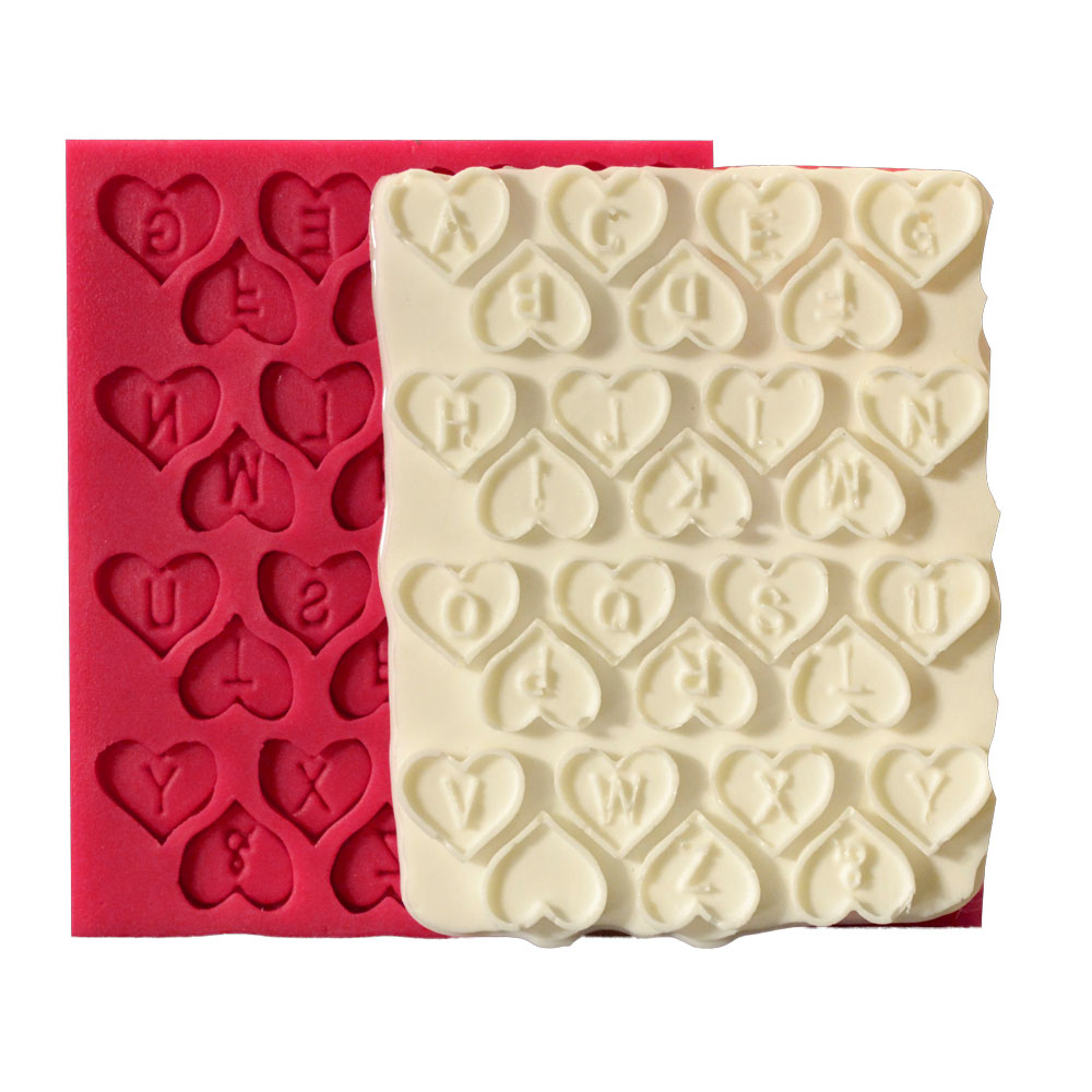 SİLİCONE MOULD - SMALL SİZE HEART ALPHABET (9*12CM)