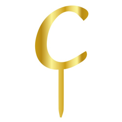 C LETTER, GOLD, MİRROR, CAKE-TOPPER- 6 CM