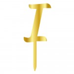 I LETTER, GOLD MIRROR PLEXI, CAKETOPPER - 6 CM 