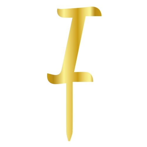 I LETTER, GOLD MIRROR PLEXI, CAKETOPPER - 6 CM 