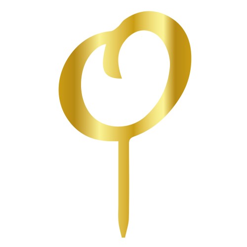 O LETTER, GOLD MIRROR PLEXI, CAKETOPPER - 6 CM 
