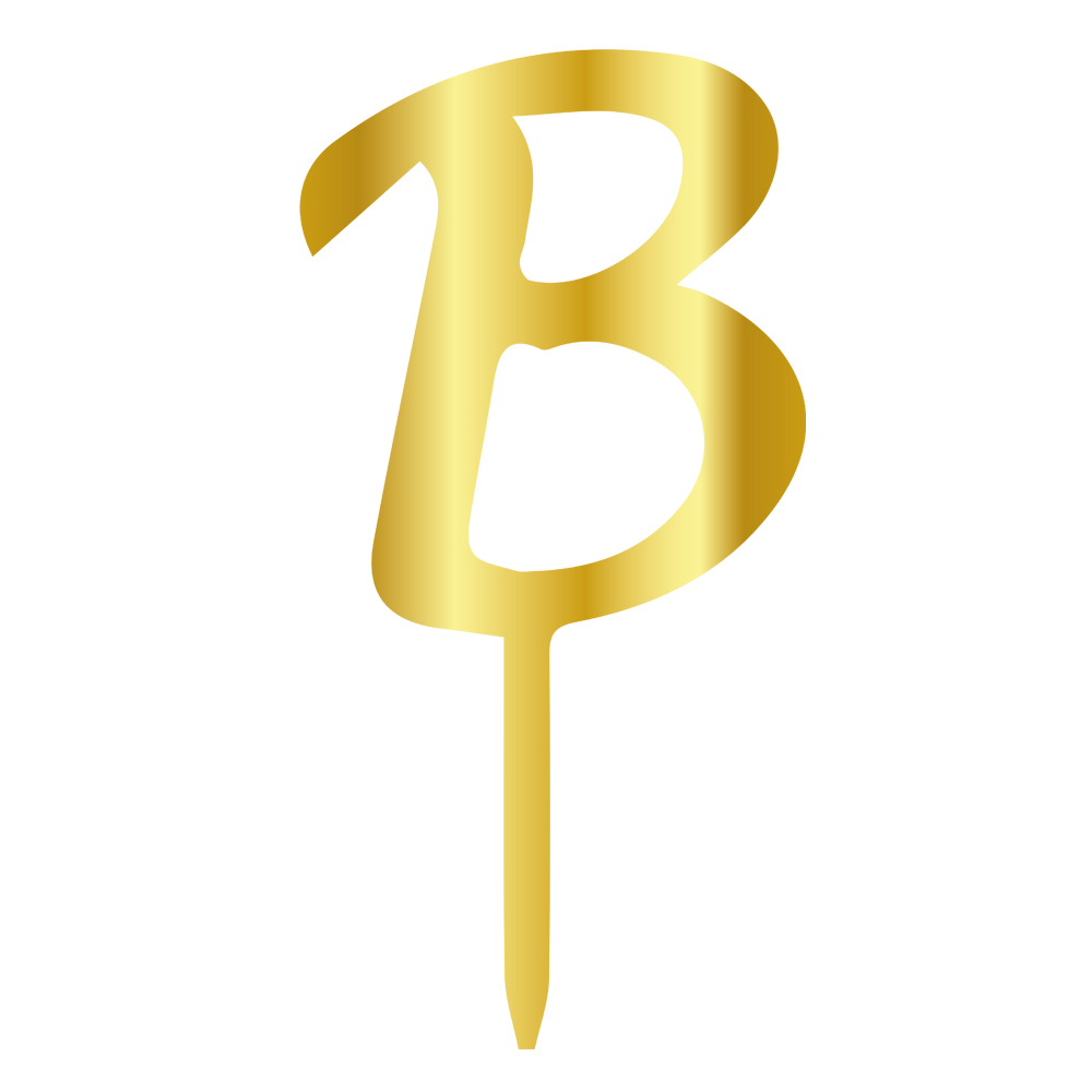 B LETTER, GOLD, MİRROR, CAKE-TOPPER- 6 CM
