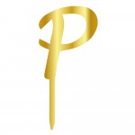 P LETTER, GOLD MIRROR PLEXI, CAKETOPPER - 6 CM 