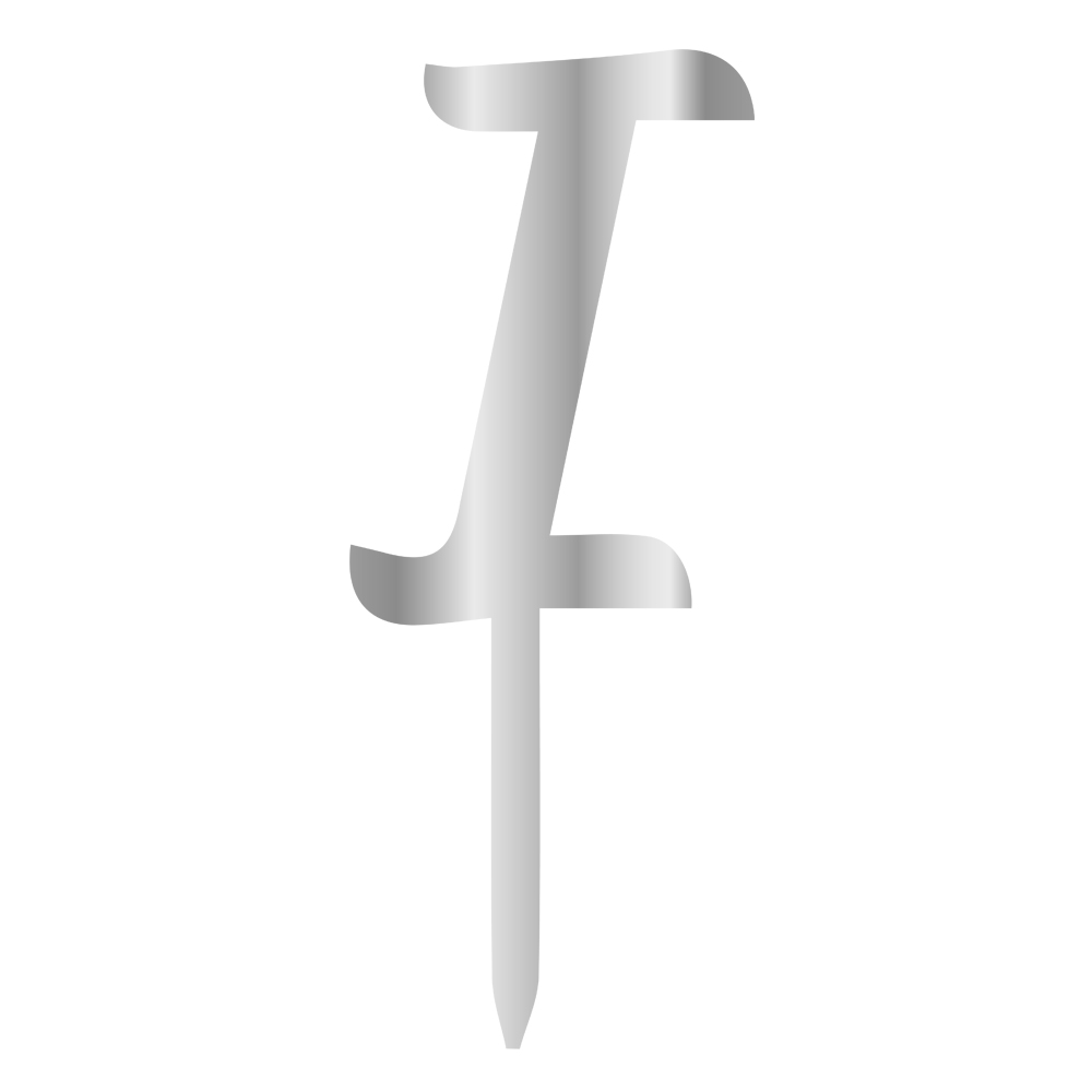 I LETTER, SILVER MIRROR PLEXI, CAKETOPPER - 6 CM 
