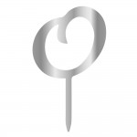 O LETTER, SILVER MIRROR PLEXI, CAKETOPPER - 6 CM 