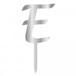 E LETTER, SILVER MIRROR PLEXI, CAKETOPPER - 6 CM 