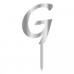 G LETTER, SILVER MIRROR PLEXI, CAKETOPPER - 6 CM 