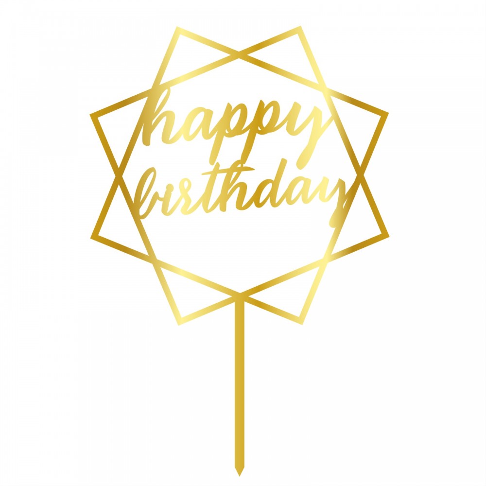TOPPER - HAPPY BİRTHDAY İN SQUARE - GOLD 